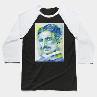 NIKOLA TESLA watercolor portrait .10 Baseball T-Shirt